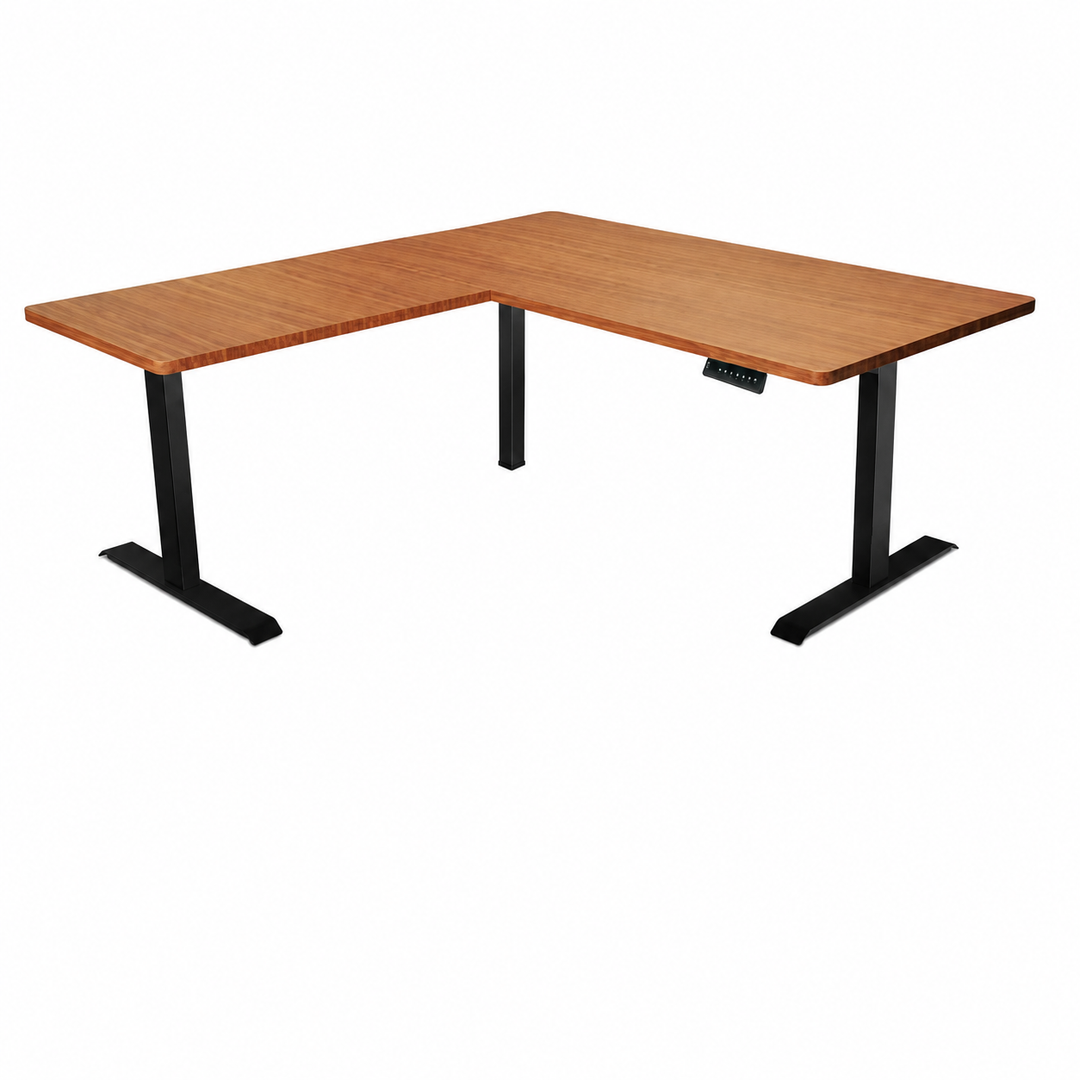 Desk One L-Shaped Standing Desk - Triple Motor 3-Leg Sit-Stand Desk with Dual Tabletop